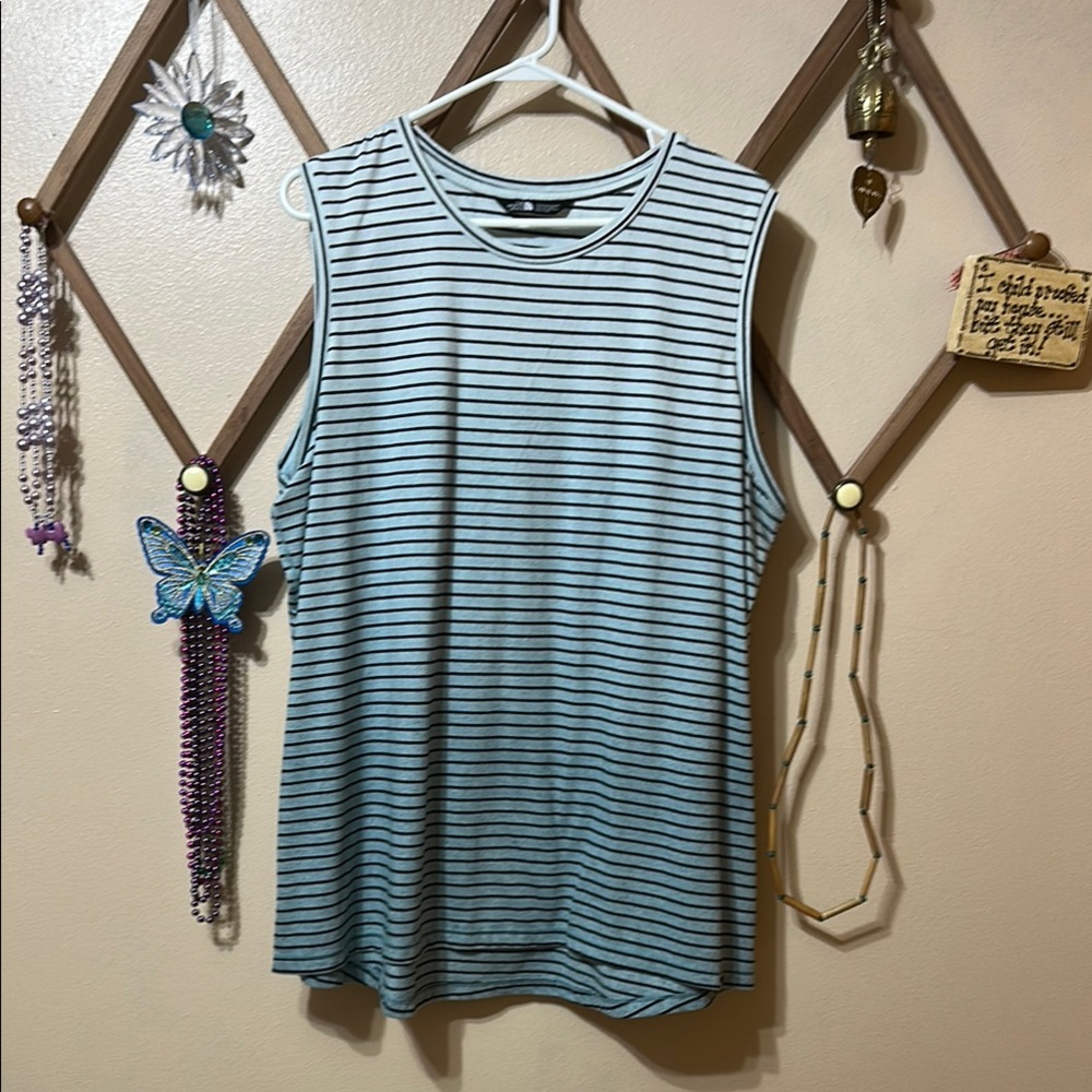 The North Face Boxy White and Blue Muscle Tee
